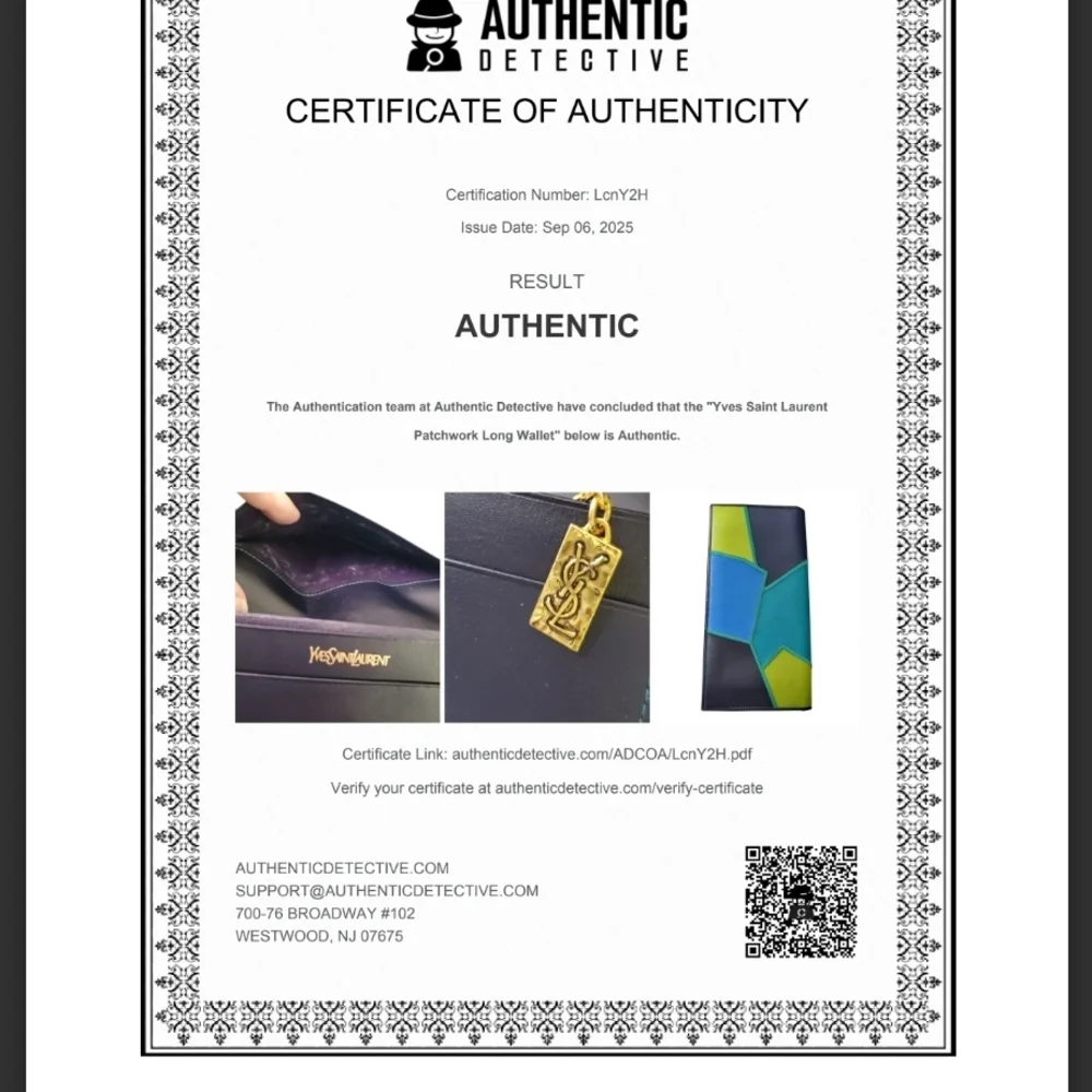 Yves Saint Laurent 80's Style Y2K Blue and Green Colorblock Patchwork Wallet - Picture 14 of 14